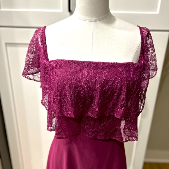 NWT Jasmine Off Shoulder Lace Layered Top Back Zip Maxi Dress - Picture 7 of 12